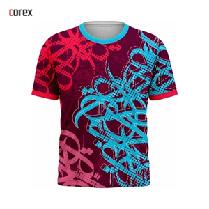 Maillot formel en polyester respirant pour homme, col rond, manches courtes, avec logo personnalisé en calligraphie imprimé par sublimation - Product Image 1