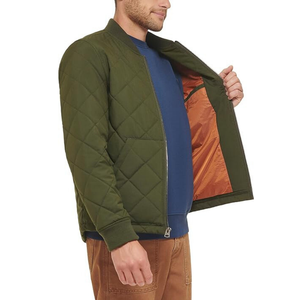 Low MOQ <b>Cheap</b> Price <b>Winter</b> Heavyweight Canvas Stand Collar Bomber <b>Jackets</b> Custom Logo Design Front Ribbed Hem for Men - Product Image 5