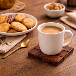 Acacia Wood <b>Coaster</b> Set of 2 Natural Wooden Tea Coffee Cup <b>Coasters</b> <b>for</b> Table Protection Home Kitchen Decor - Product Image 3