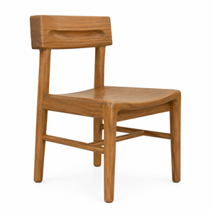 Modern Solid Teak Wood Dining Chair with Sculpted Waterfall Seat and Carved <b>Back</b> | Contemporary Hotel Dining Furniture - Product Image 2