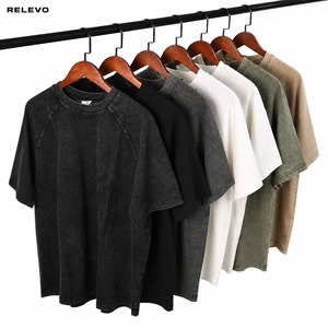 T-shirt oversize en coton lavé de haute qualité pour homme, manches raglan, col rond, streetwear, couleur unie, haut en jersey à manches courtes - Product Image 5