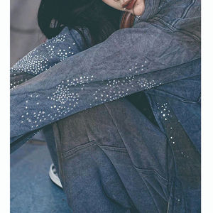 <b>Trendy</b> <b>Hoodie</b> Women <b>Hoodie</b> Stylish <b>Hoodie</b> Custom Digital Printing With Rhinestones Solid Color Autumn Women <b>Hoodie</b> - Product Image 4