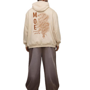 <b>Oversized</b> Cotton <b>Fleece</b> <b>Hoodie</b> for Men with Artistic Back Graphic Streetwear Sweatshirt OEM Wholesale Production - Product Image 2