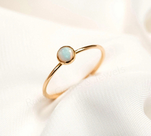 Natural Ethiopian <b>Opal</b> 6mm Round 925 Silver <b>Gold</b> Plated Bezel Set Trendy Designer <b>Ring</b> for Unisex Women's Wedding Jewelry Gift - Product Image 2