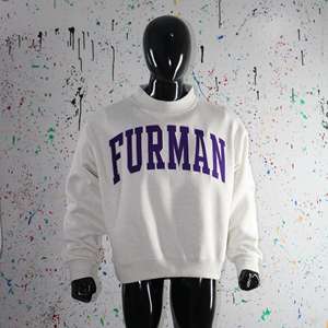 FURMAN ASH GREY <b>Mock</b> <b>Neck</b> Sweatshirt 100% PURPLE Applique Embroidery wide <b>neck</b> Sweatshirt Finer Threads - Product Image 3