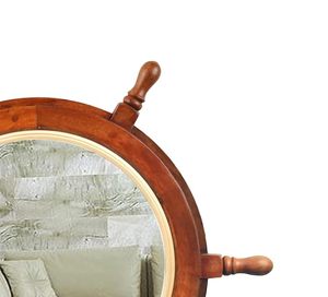Espejo Decorativo de Pared con Forma de Timón de Barco, de Bambú Pulido, Ecológico, Estilo Bohemio, para Decoración del Hogar - Product Image 3