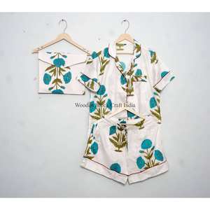 Conjunto de Pijama de Verano para Mujer, Transpirable, 100% Algodón, Manga Corta, Estampado Floral, Camiseta de Dormir Suave de Secado Rápido, Lavable a Máquina - Product Image 5