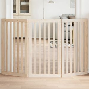 Ensemble de 3 clôtures et enclos pliables moyens en bois de peuplier naturel pour chiens - Product Image 1