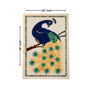 Escultura de Pared Decorativa Hecha a Mano con Relieve de Pavo Real en Lienzo, Decoración de Pared Enmarcada, Decoración de Naturaleza Muerta para el Hogar, Decoración para Bodas Diwali - Product Image 1