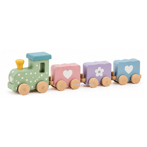 Pastel Green <b>Wooden</b> <b>Train</b> Toy with 3 Carriages for Kids Room - Product Image 1
