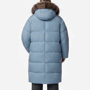 Abrigo Largo Acolchado para Mujer con Capucha con Ribete de Piel, Chaqueta de Invierno Cortavientos de Manga Larga, Gruesa, 100% Poliéster - Product Image 5