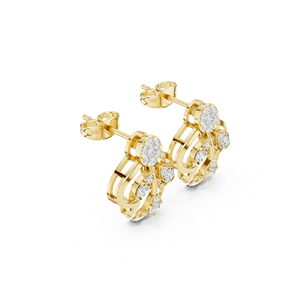 ต่างหูเพชรทรงกลมทองคำขาว 14K เพชรเพาะเลี้ยงสำหรับผู้หญิง ของขวัญวันครบรอบ เพชรเพาะเลี้ยงใหม่ - Product Image 2