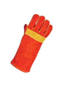 Extra Long Leather Welding <b>Gloves</b> Red Yellow Fleece Lined Molten Metal Splash Test <b>Type</b> B TIG/MIG Use Straight Thumb - Product Image 5