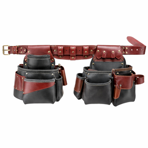 เข็มขัดเครื่องมือหนังแท้คุณภาพพรีเมียมสำหรับช่างไม้ ช่างซ่อมบำรุง และช่างไฟฟ้า พร้อมสายสะพายและกระเป๋าคาดเอว ราคาประหยัด - Product Image 1