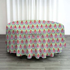 Christmas <b>Round</b> Table Cloth Indian Block Print <b>Tablecloth</b> Cotton Handmade Floral Table Cover - Product Image 4