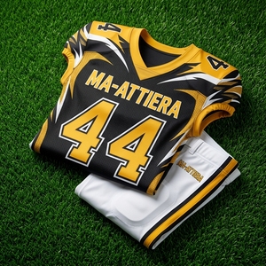 Custom American Football Jersey Set Black <b>Gold</b> Uniform Padded Football Pants <b>Number</b> 44 Teamwear OEM ODM Wholesale Sportswear - Product Image 5