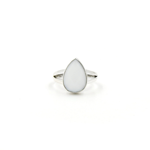 Anillo de Ágata Blanca con Corte Checker de 10x14mm, Bañado en Plata con Acabado Mate, Estilo Boho Minimalista para Uso Diario - Product Image 3