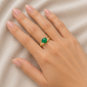 Natural Green Onyx <b>Statement</b> <b>Ring</b> Gold Plated Brass Handmade Bold Cabochon Gemstone <b>Ring</b> For Women Gift - Product Image 6