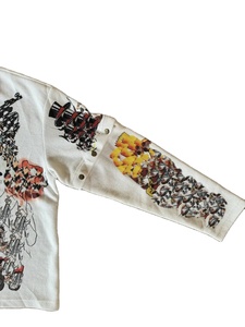 Printemps personnalisé impression numérique coton graphique t-shirts bouton gaufré tricot coupe ample à manches longues 100% coton T-Shirt pour hommes - Product Image 3