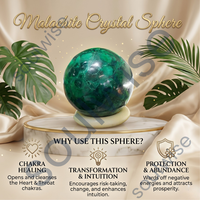 Sphère de malachite polie sur socle en marbre pour la décoration intérieure et la collection Feng Shui, tendance de la mode Soulwise
