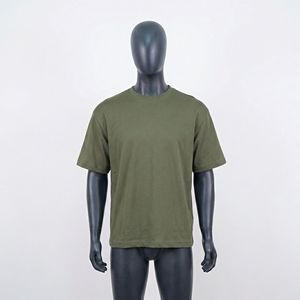 Camiseta de Cuello Redondo para Hombre, Color Verde Oliva, Talla Grande, Manga Corta, Corte Holgado, Estilo Básico, Logotipo Personalizado, OEM, ODM, Ropa al por Mayor - Product Image 1