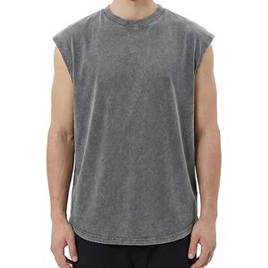 เสื้อกล้ามผู้ชาย คอกลม สีพื้น ผ้าถักลำลอง ผ้าฝ้าย สีเทา สไตล์วินเทจ - Product Image 1