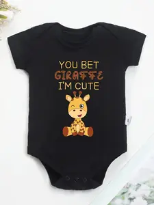 תינוק חמוד ילד ילדה בגדי קריקטורה הדפס ג'ירפה קוואי הראג'וקו קיץ סרבל פעוט באיכות גבוהה כותנה חולצות תינוקות