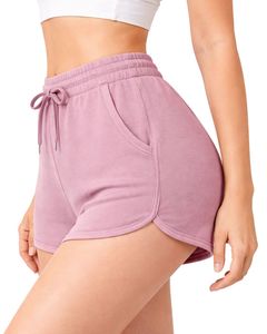 Custom Pink Women Shorts Elastic Waist <b>Drawstring</b> Casual Gym Shorts Contrast Waist Summer Lounge Shorts Soft Comfortable Wear - Product Image 5