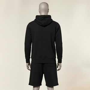 Custom Black Hoodie Shorts <b>Set</b> Heavyweight Cotton Fleece Unisex Streetwear Casual Summer Outfit OEM Private Label Ready - Product Image 2
