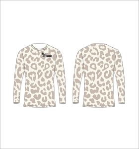 Custom Sublimated Long Sleeve T-<b>Shirt</b> Beige <b>Leopard</b> Pattern Crew Neck Performance Sports Wear Ferocious Clothing Wholesale - Product Image 1