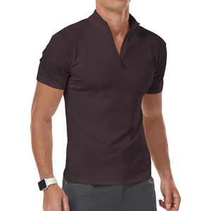 เสื้อยืดคอซิป ¼ ซิป ผ้าถักคุณภาพสูง สีพื้น ไม่ยับ แห้งเร็ว ระบายอากาศดี รับสกรีนโลโก้ สำหรับผู้ชาย ออกแบบสำหรับชุดกีฬา - Product Image 4