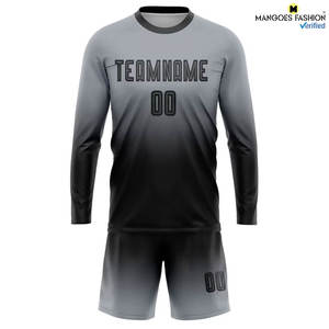 Uniforme de Fútbol Personalizado Premium en Gris y Negro, Sublimado, Manga Larga, Corte Atlético y Costuras Exquisitas - Product Image 4