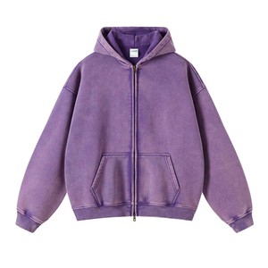 Sweat-shirt à capuche pour homme en coton molletonné délavé style vintage - Product Image 4