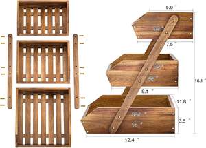 Panier à fruits élégant en bambou de haute qualité, organisateur à 3 niveaux, étagère de rangement pour la cuisine, écologique, utilisation polyvalente - Product Image 2