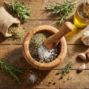 Ensemble mortier et pilon en bois, artisanal, écologique, de qualité alimentaire, durable, pour broyer les herbes et les épices, bol en bois manuel avec pilon assorti pour - Product Image 5