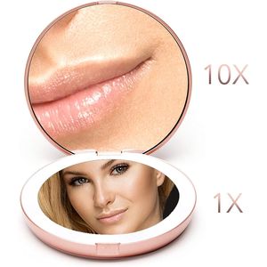 Specchio da Trucco da Viaggio Illuminato a LED, Ingrandimento 1x/10x, Luce Diurna, Pieghevole, Compatto, Portatile, 5 Pollici di Diametro - Product Image 2