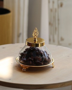 Golden Two-Tier Serving <b>Stand</b> With Crescent Moon Top And Arabic Calligraphy For <b>Food</b> Display - Product Image 5