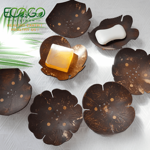 Boîte à savon artisanale en coquille de noix de coco, plateau de présentation pour savon bio à procédé à froid, accessoires de bain avec logo personnalisé - Product Image 1