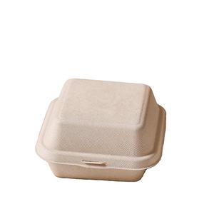 Contenedores de Alimentos Desechables Biodegradables y Ecológicos Tipo Concha de Almeja de 6x6 Pulgadas, Material de Bagazo, Impermeables, con Tapa Abatible Resistente - Product Image 1