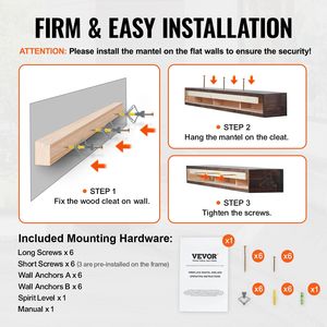 Mensola per Caminetto in Legno Naturale 183 x 20 x 13 cm, Capacità di Carico 22 kg, Mensola Galleggiante da Parete Stile Rustico - Product Image 5