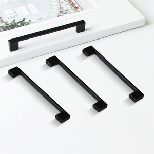 Modern Minimalist Zinc Alloy Cabinet Handle Matte <b>Black</b> Solid Durable Eco-Friendly Easy Installation Bedroom Drawer Dresser - Product Image 1