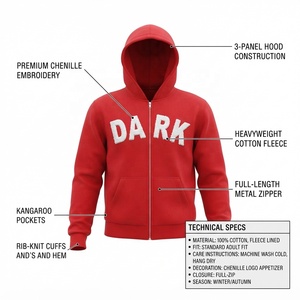 Dark Side Flock Print <b>Hoodie</b> <b>Red</b> Full Sleeve Zipper Front Pocket Streetwear Unisex Adult Autumn Cotton Midweight Regular Fit - Product Image 5