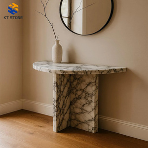 Table console en marbre Calacatta Viola de luxe à prix d'usine pour appartement, villa, manoir, salon, avec socle haut - Product Image 6