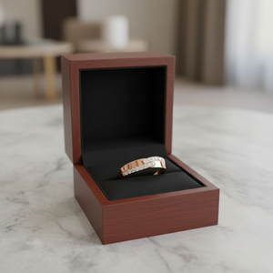 Luxury 0.40 Cts Real Diamond Multi Tone Gold Wedding Band Ring in 14K | Elegant Anniversary Bridal Ring Fine Jewelry for Women - Product Image 2
