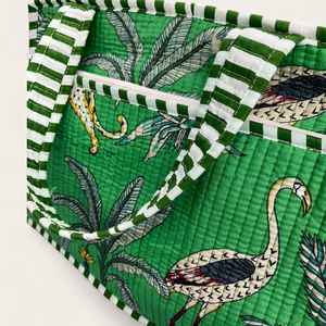 กระเป๋าถือสะพายไหล่ผ้าฝ้ายทอมือลายป่าเขตร้อน ปิดซิป แต่งขอบตัดสี กระเป๋าโท้ทสำหรับผู้หญิง กระเป๋าถือทำมือ - Product Image 5