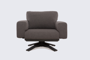 Sofá moderno de una plaza con cojín, respaldo acolchado, brazos acolchados y base giratoria de metal para sala de estar - Product Image 3