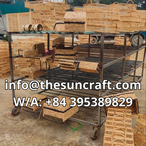 Chic Rattan <b>Woven</b> Serving Tray Wood Base Decorative Centerpiece for Living Room Coffee Table Home Furniture - Product Image 6