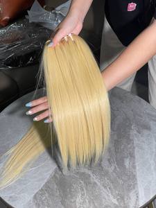 ผมตรงสีบลอนด์ 24 นิ้ว แบบมัดรวม พร้อมเชือกผูกปิดผม 5x5 HD lace glueless ผมแท้ 100% - Product Image 3