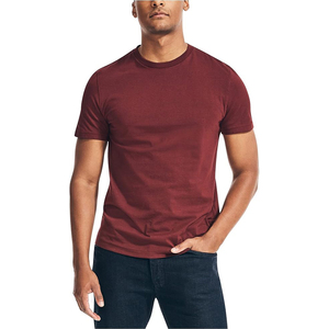 Short Sleeve Burgundy Round Neck Plain Men T <b>Shirt</b> 100% Cotton Soft Slim Fit Blank Casual Wholesale - Product Image 1