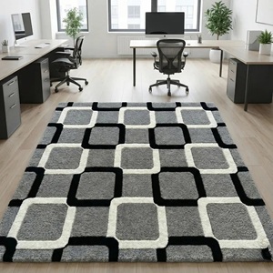 Tapis géométrique moderne, tapis moelleux en peluche tufté à la main, tapis antidérapant pour salon, chambre, bureau, hôtel, tapis décoratif - Product Image 3